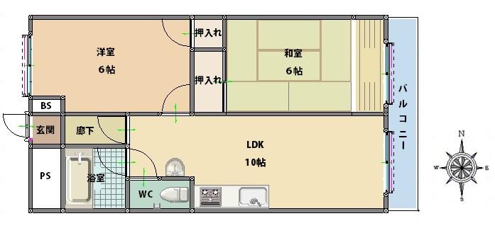 Floor plan. 2LDK, Price 12.5 million yen, Occupied area 47.61 sq m , If the balcony area 6 sq m drawings and the present situation is different, we will consider it as present condition priority.