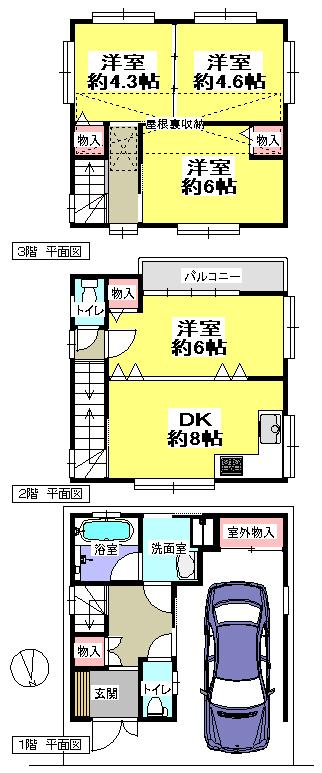 Floor plan. 23.8 million yen, 4DK, Land area 49.74 sq m , Building area 74.96 sq m