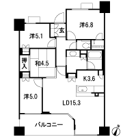 Floor: 4LDK, occupied area: 86.36 sq m, Price: 43.8 million yen