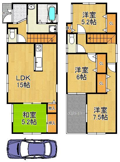 Floor plan. 35,800,000 yen, 4LDK, Land area 124.25 sq m , Building area 93.96 sq m barrier-free of human-friendly home