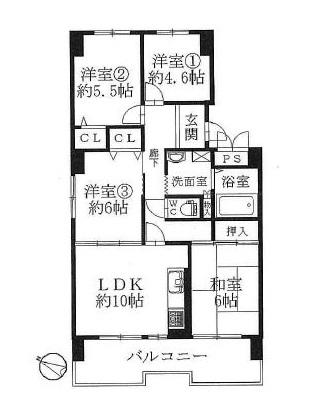 Floor plan. 4LDK, Price 15.5 million yen, Occupied area 75.07 sq m , Balcony area 10.8 sq m