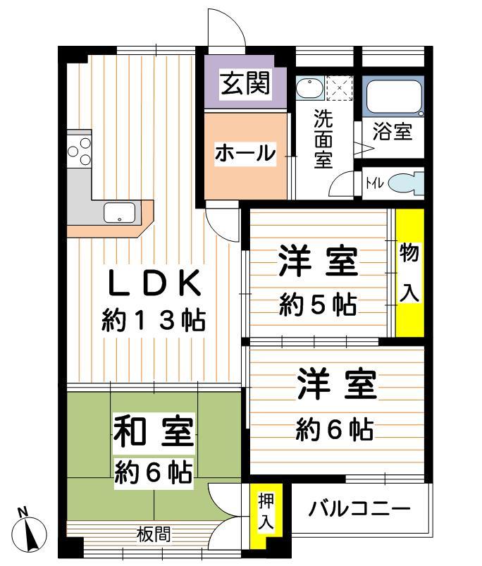 Floor plan. 3LDK, Price 12.8 million yen, Occupied area 66.75 sq m , Balcony area 3.17 sq m