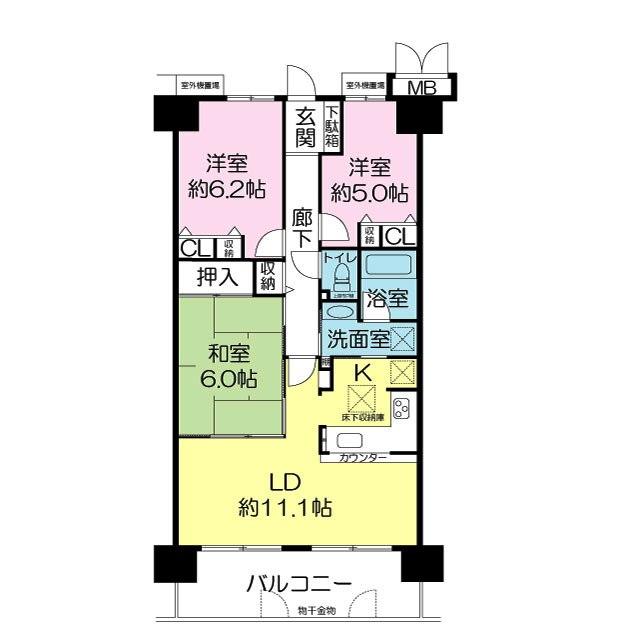 Floor plan. 3LDK, Price 22,800,000 yen, Occupied area 70.68 sq m , Balcony area 11.16 sq m