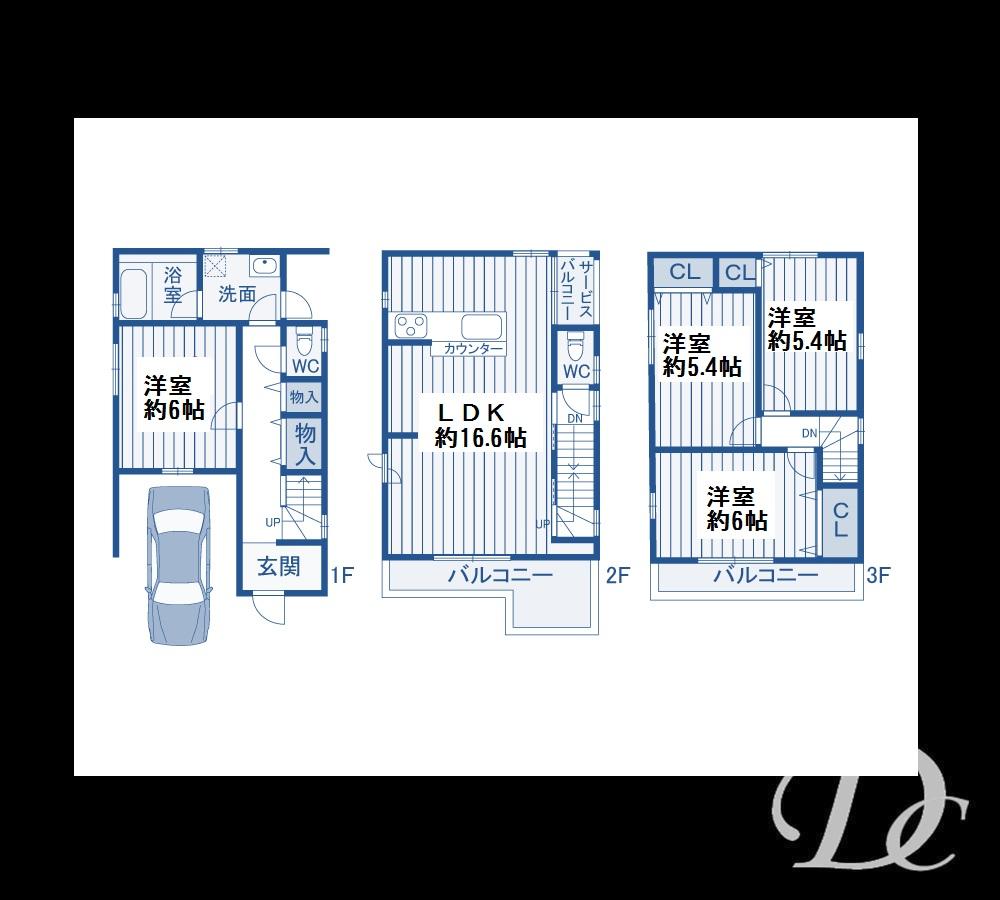 Floor plan. 33,800,000 yen, 4LDK, Land area 59.45 sq m , Building area 102.33 sq m