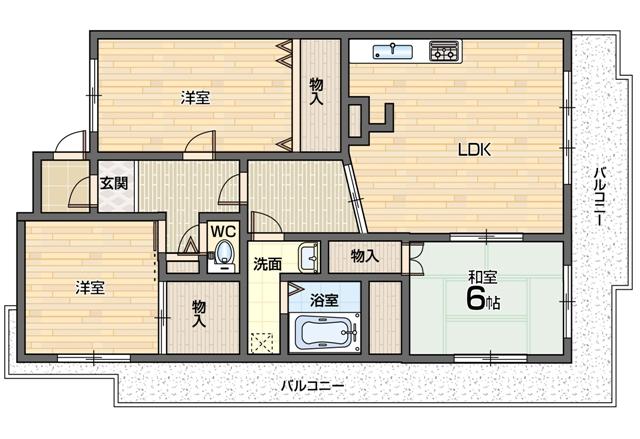 Floor plan. 3LDK, Price 24,900,000 yen, Occupied area 90.48 sq m , Balcony area 15 sq m