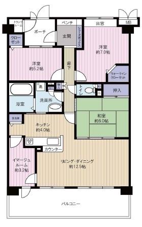 Floor plan. 3LDK, Price 27,800,000 yen, Occupied area 83.74 sq m , Balcony area 16.2 sq m