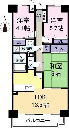Floor plan. 3LDK, Price 18.4 million yen, Occupied area 65.69 sq m , Balcony area 8.07 sq m