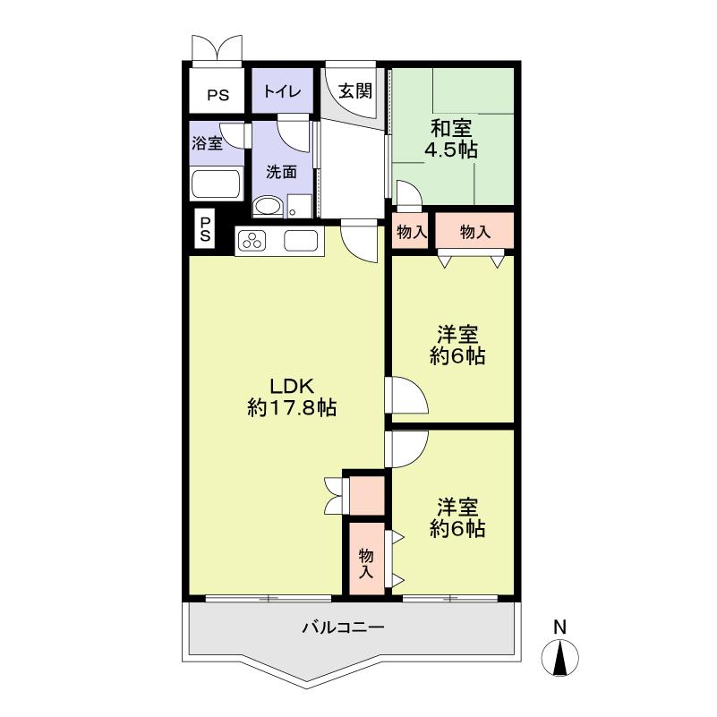 Floor plan. 3LDK, Price 20.8 million yen, Occupied area 71.27 sq m , Balcony area 6.97 sq m