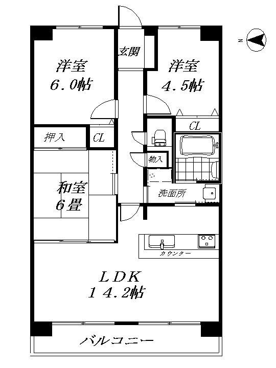 Floor plan. 3LDK, Price 17.4 million yen, Occupied area 67.53 sq m , Balcony area 10.8 sq m