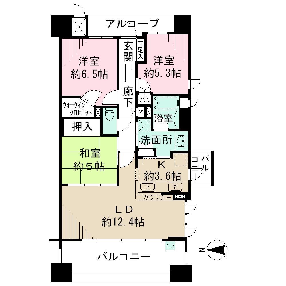 Floor plan. 3LDK, Price 35,500,000 yen, Occupied area 74.83 sq m , Balcony area 16.02 sq m