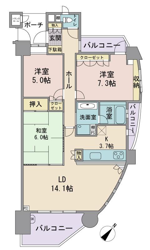 Floor plan. 3LDK, Price 23.8 million yen, Occupied area 79.84 sq m , Balcony area 14.7 sq m