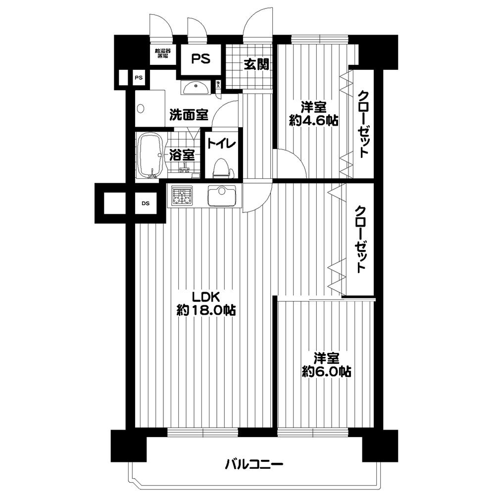 Floor plan. 2LDK, Price 17 million yen, Footprint 66.3 sq m , Balcony area 8.78 sq m