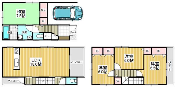 Floor plan. 29,800,000 yen, 4LDK, Land area 71.06 sq m , Building area 119.01 sq m all room storage space equipped!