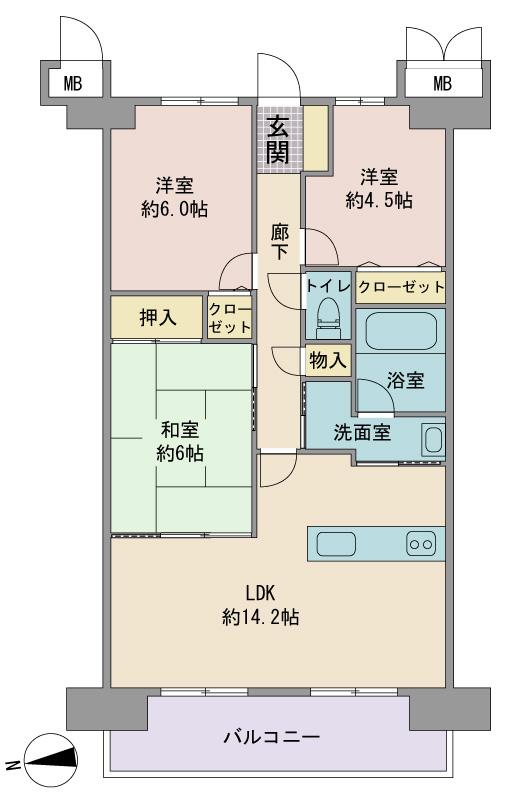 Floor plan. 3LDK, Price 17.7 million yen, Occupied area 67.53 sq m , Balcony area 10.8 sq m