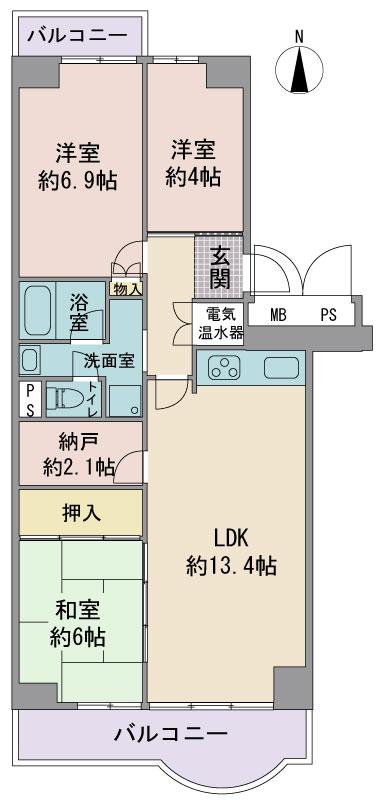 Floor plan. 3LDK + S (storeroom), Price 10.3 million yen, Occupied area 70.01 sq m , Balcony area 7.85 sq m