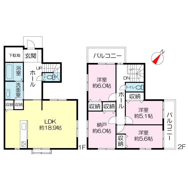 Floor plan. 39,800,000 yen, 3LDK + S (storeroom), Land area 100.49 sq m , Building area 105.37 sq m