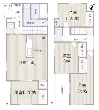 Floor plan. 35,800,000 yen, 4LDK, Land area 124.25 sq m , Building area 95.17 sq m