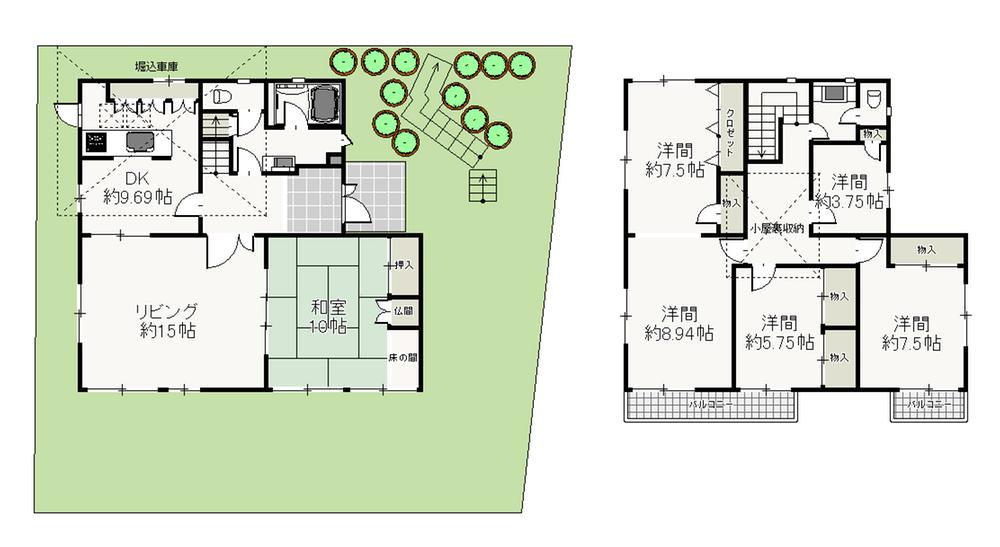Floor plan. 59,800,000 yen, 5LDK, Land area 288.46 sq m , Building area 199.29 sq m
