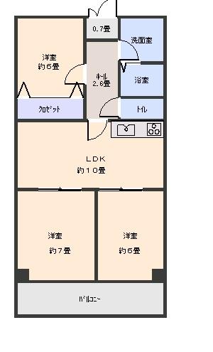 Floor plan. 1LDK, Price 11.8 million yen, Occupied area 62.46 sq m , You can renovated to a balcony area 8 sq m 3LDK