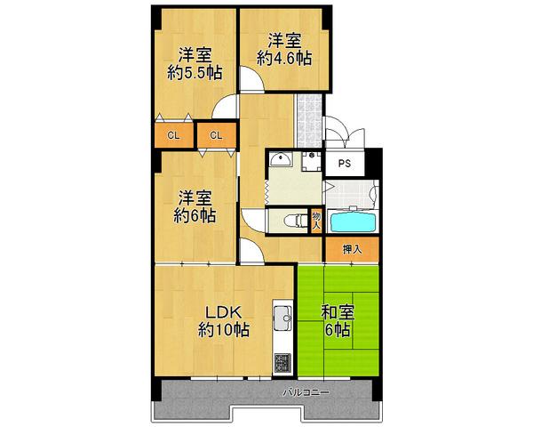 Floor plan. 4LDK, Price 15.5 million yen, Occupied area 75.07 sq m , Balcony area 10.8 sq m upper floors, Spacious 4LDK ☆