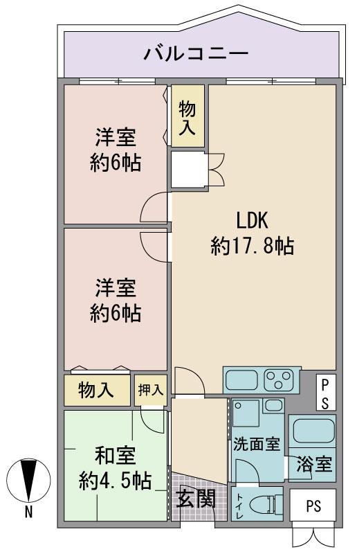 Floor plan. 3LDK, Price 20.8 million yen, Occupied area 71.27 sq m , Balcony area 6.97 sq m