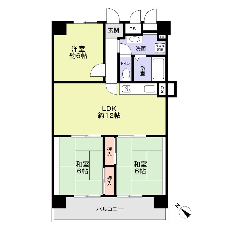 Floor plan. 3LDK, Price 17,900,000 yen, Occupied area 70.13 sq m , Balcony area 9.28 sq m