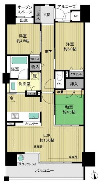 Floor plan. 3LDK, Price 28,900,000 yen, Footprint 71.2 sq m , Balcony area 9.71 sq m