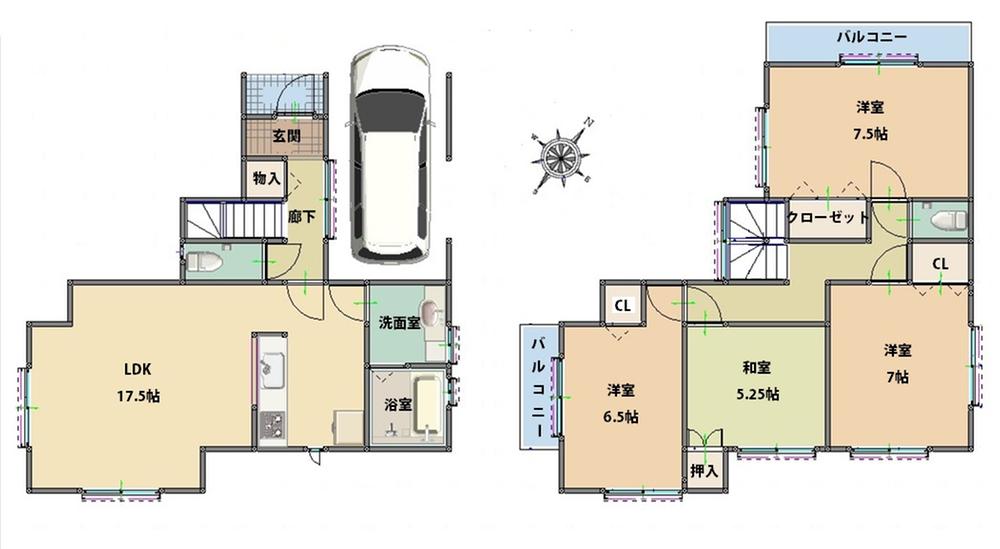 Floor plan. (No. 5 locations), Price 44,800,000 yen, 4LDK, Land area 118.17 sq m , Building area 116.75 sq m