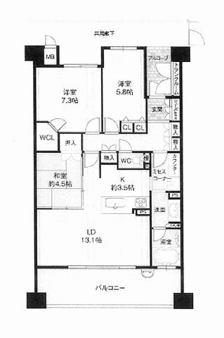 Floor plan. 3LDK, Price 29.5 million yen, Footprint 81.3 sq m , Balcony area 15.4 sq m Floor