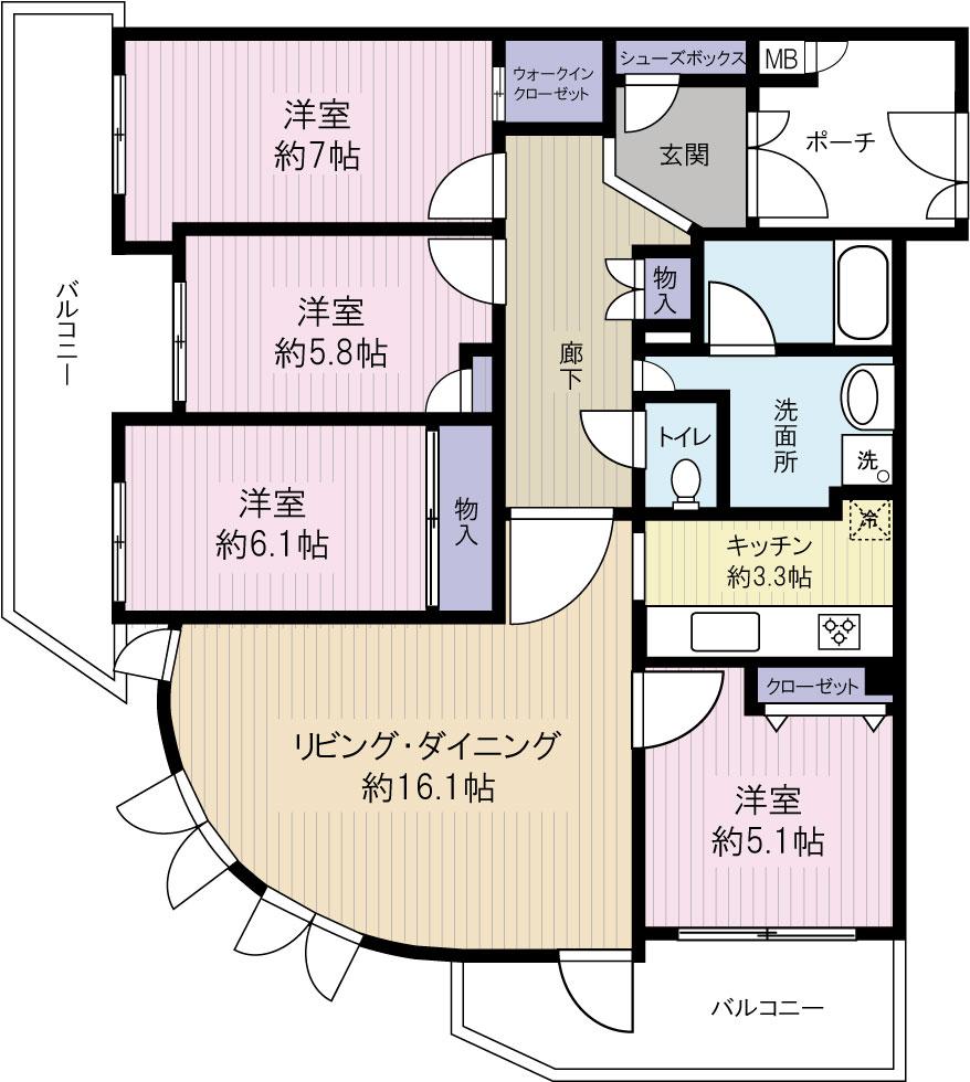 Floor plan. 4LDK, Price 35,800,000 yen, Occupied area 91.93 sq m , Balcony area 24.99 sq m