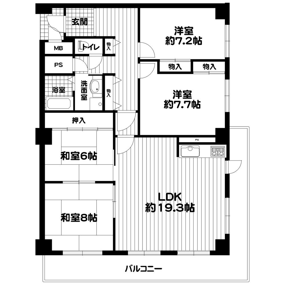 Floor plan. 4LDK, Price 26,800,000 yen, Footprint 113.52 sq m , Balcony area 20.72 sq m
