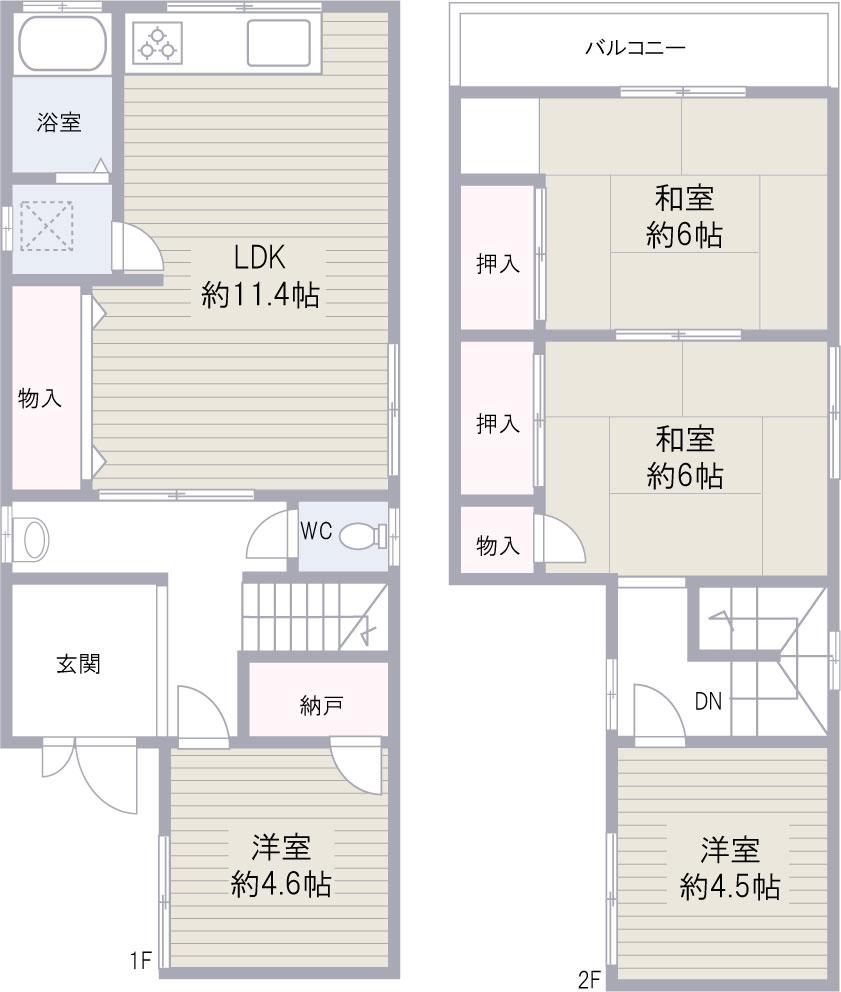 Floor plan. 12 million yen, 4LDK, Land area 65.78 sq m , Building area 76.81 sq m