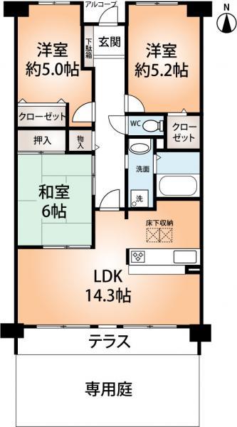 Floor plan. 3LDK, Price 19,800,000 yen, Occupied area 67.85 sq m , Balcony area 10.37 sq m Mato