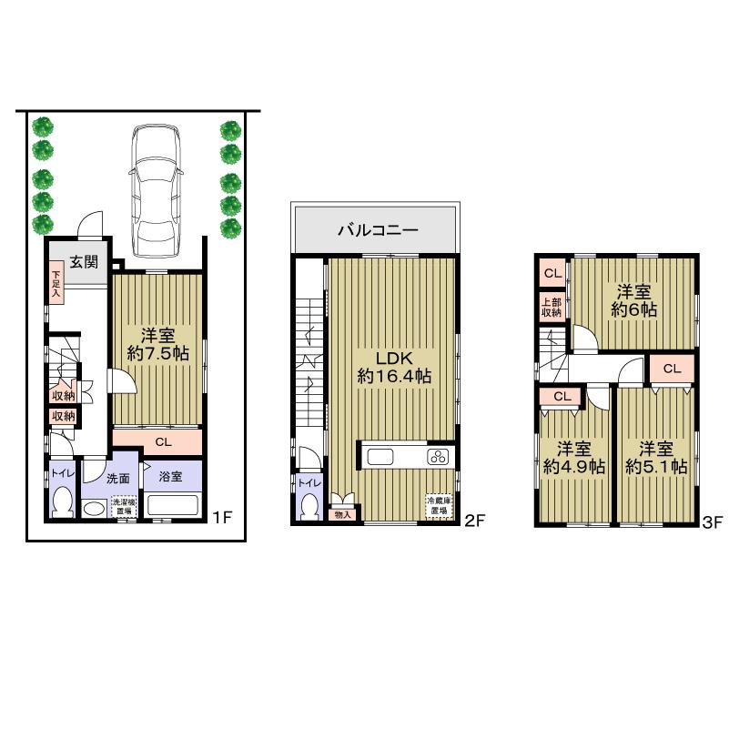 Floor plan. 36,800,000 yen, 4LDK, Land area 80 sq m , Building area 101.61 sq m