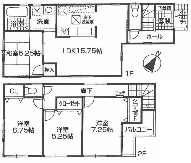 Floor plan. 33,800,000 yen, 4LDK, Land area 88.7 sq m , Building area 88.7 sq m