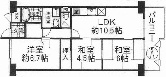 Floor plan. 3LDK, Price 8.9 million yen, Occupied area 66.36 sq m , Balcony area 8.75 sq m Floor