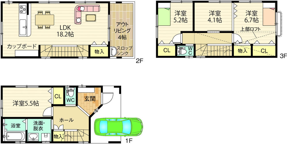 Floor plan. 35,300,000 yen, 4LDK, Land area 61.14 sq m , Building area 107.09 sq m Suita of newly built single-family