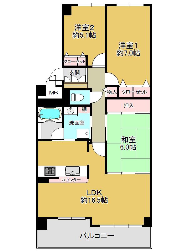 Floor plan. 3LDK, Price 28.8 million yen, Occupied area 77.55 sq m , Balcony area 10.76 sq m
