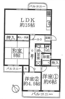 Floor plan. 3LDK, Price 11.3 million yen, Occupied area 73.76 sq m , Balcony area 11.35 sq m