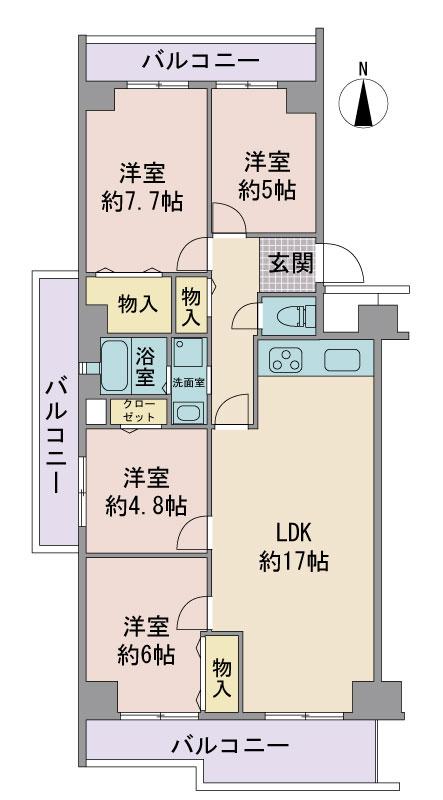 Floor plan. 4LDK, Price 22,800,000 yen, Occupied area 92.25 sq m , Balcony area 21.26 sq m