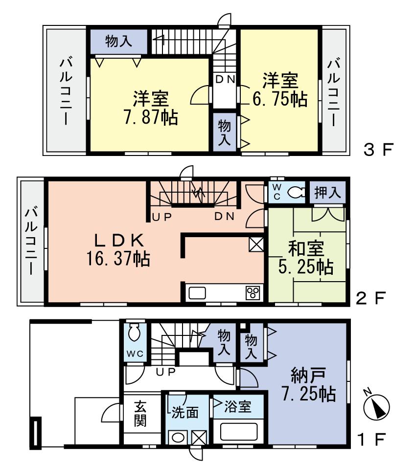 Floor plan. 31,800,000 yen, 4LDK, Land area 74.26 sq m , Building area 103.4 sq m