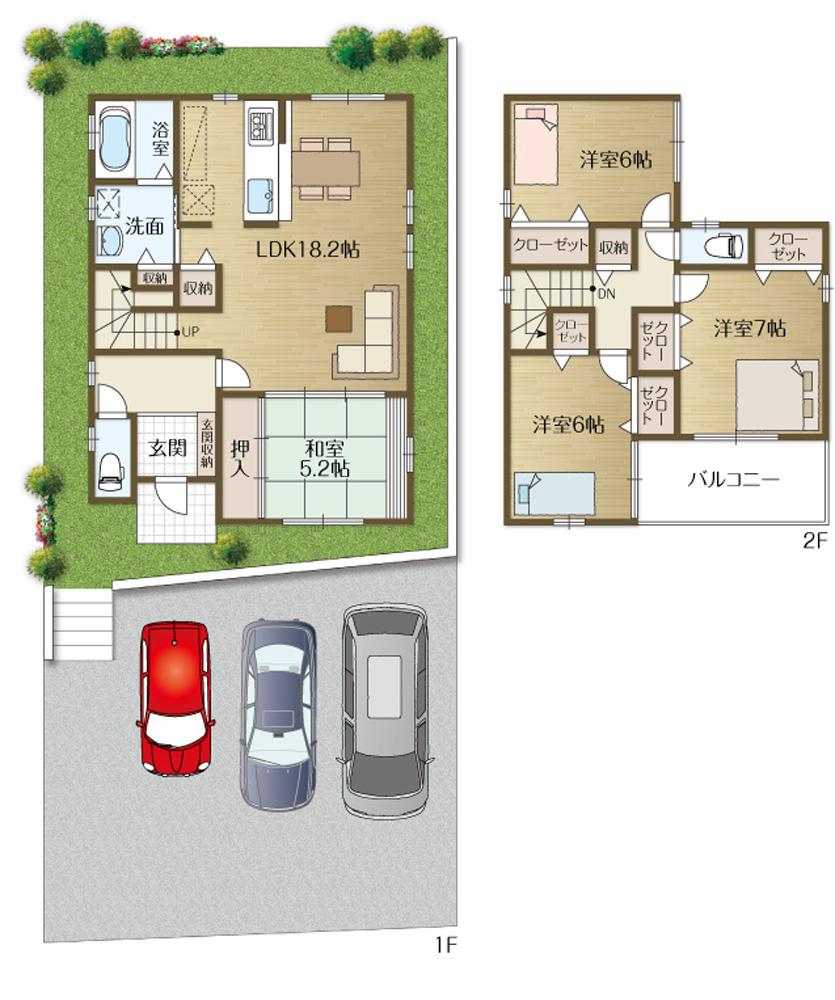 Building plan example (floor plan). Building plan example (No. 2 place) 4LDK, Land price 38,900,000 yen, Land area 151.74 sq m , Building price 18.9 million yen, Building area 103.67 sq m