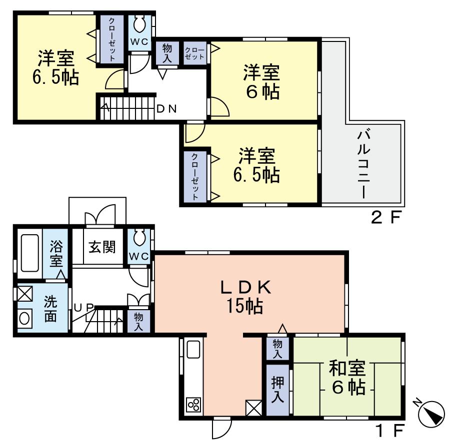 Floor plan. (1 Building), Price 33,800,000 yen, 4LDK, Land area 131.56 sq m , Building area 95.58 sq m