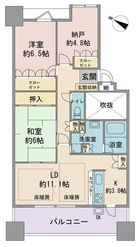 Floor plan. 2LDK + S (storeroom), Price 27.6 million yen, Occupied area 75.42 sq m , Balcony area 14.33 sq m