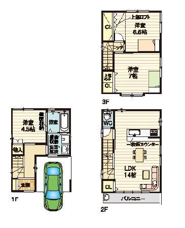 Floor plan. 28.8 million yen, 3LDK, Land area 49.68 sq m , Building area 90.08 sq m