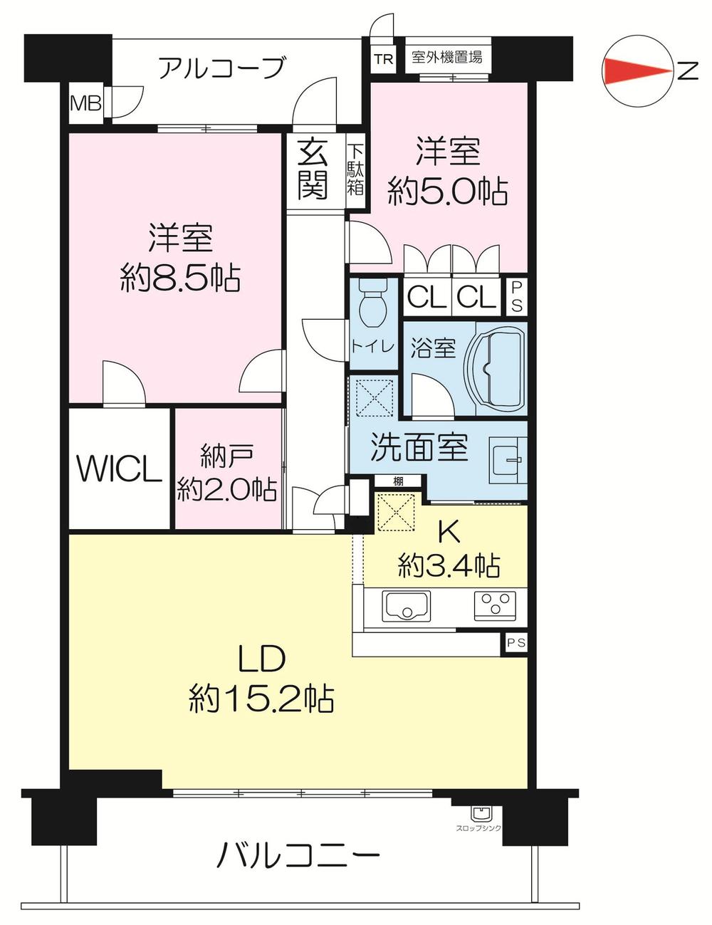 Floor plan. 2LDK + S (storeroom), Price 33,800,000 yen, Occupied area 75.98 sq m , Balcony area 12.96 sq m