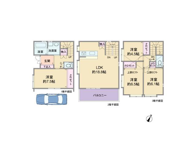 Floor plan. 35,300,000 yen, 4LDK, Land area 74.04 sq m , Building area 120.1 sq m