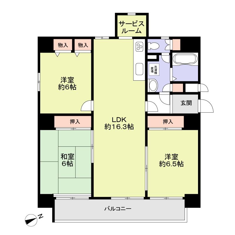 Floor plan. 3LDK, Price 20.8 million yen, Footprint 77.9 sq m , Balcony area 12.54 sq m