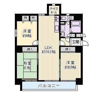 Floor plan. 3LDK, Price 20.8 million yen, Footprint 77.9 sq m , Balcony area 12.54 sq m