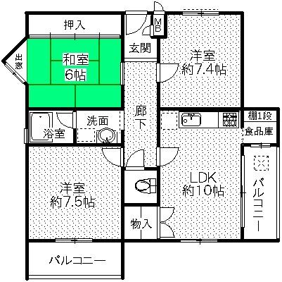 Floor plan. 3LDK, Price 11.5 million yen, Footprint 72 sq m , For the balcony area 9.51 sq m separate room, You can anywhere in the property feel the warm sun and gentle breeze.